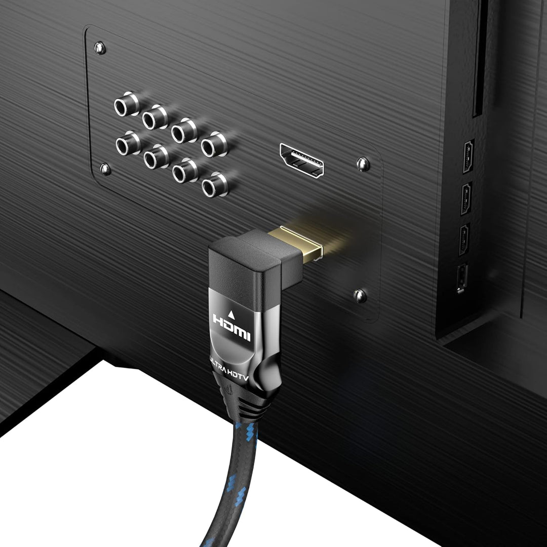 Ultra HDTV 90° 8K HDMI 2.1 Kabel - 2m, Winkel-Stecker, 48 Gbps, 8K@60Hz, 4K@120Hz - Knickschutz - Ny