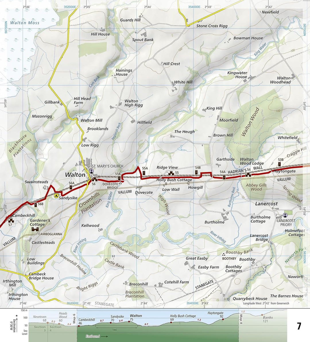Hadrian's Wall: Trails Illustrated, Karte