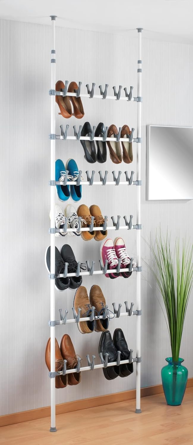 WENKO Teleskop-Schuhregal Atlas, Schuh-Aufbewahrung für 42 Paar Schuhe, teleskopisch ausziehbar von