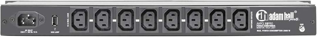 Adam Hall 19" Parts PCL 10 PRO - Power Conditioner mit Volt- und Amperemeter, Display und Rack-Beleu