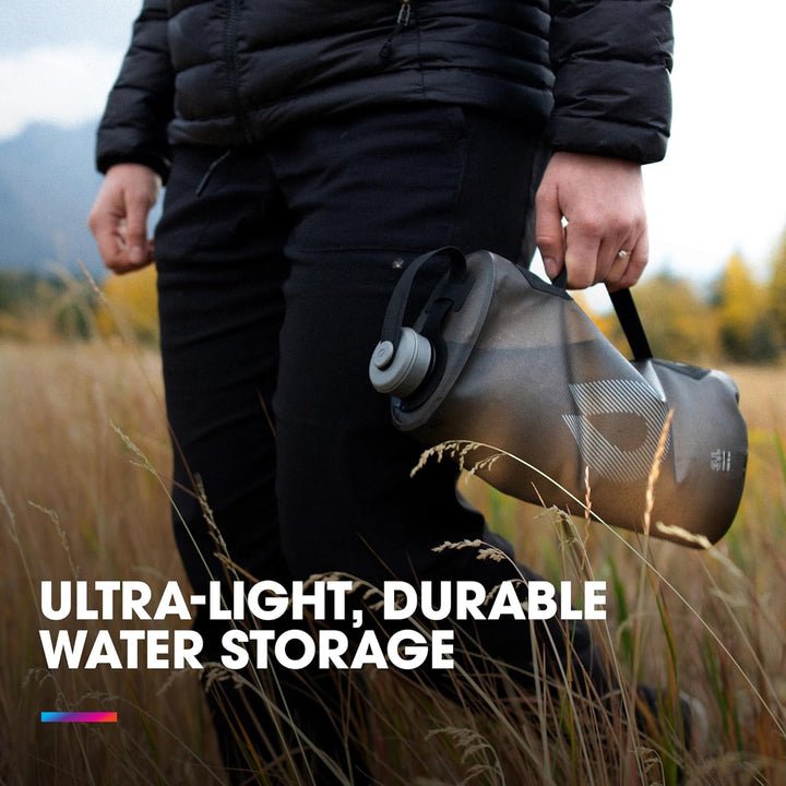 HydraPak Seeker - Faltbarer Wasserspeicher (10L) - BPA- und PVC-freier Camping Trinkrucksack - Grau