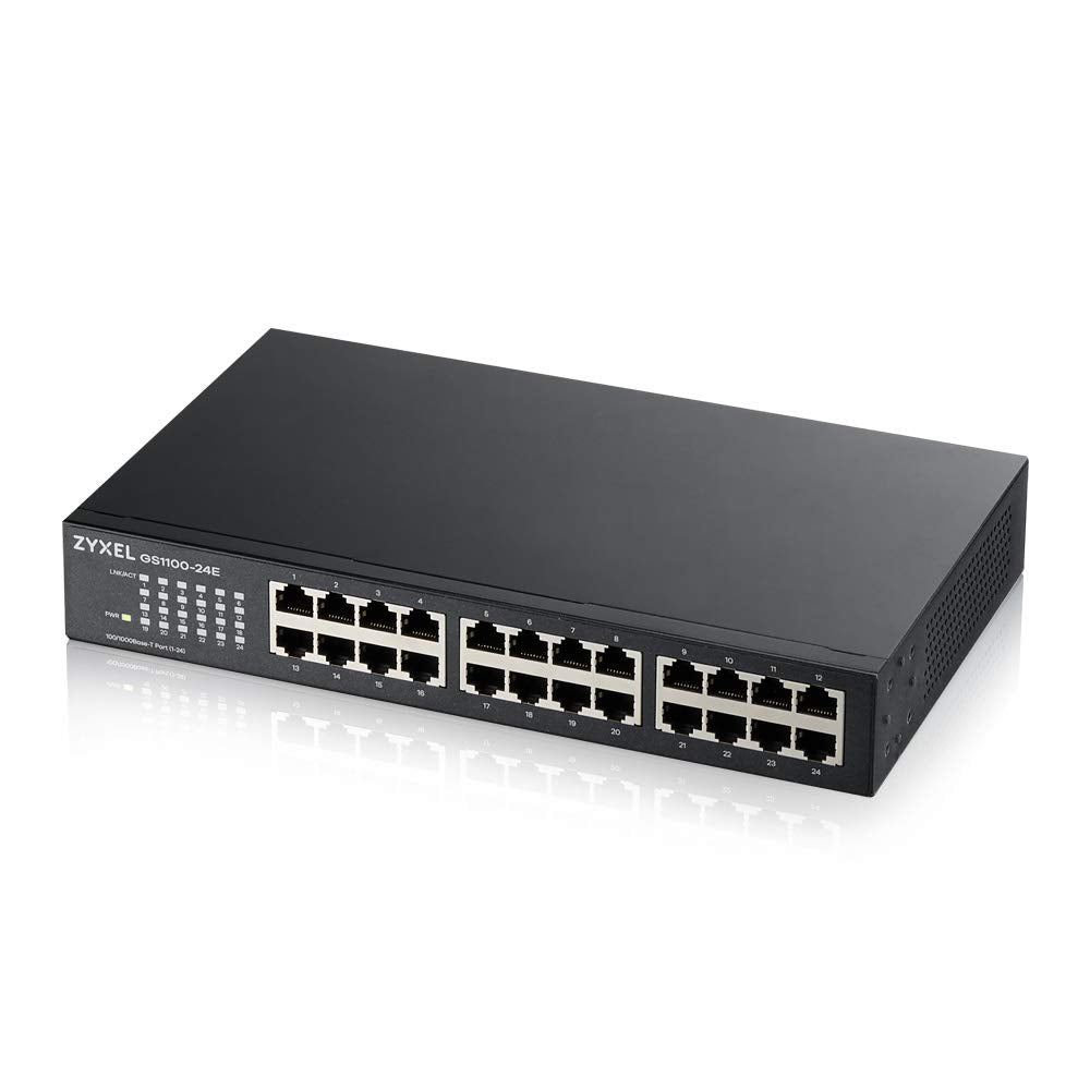 Zyxel 24-Port Gigabit Ethernet Unmanaged Switch - Design ohne Lüfter [GS1100-24E] GS1100-24E-EU0103F
