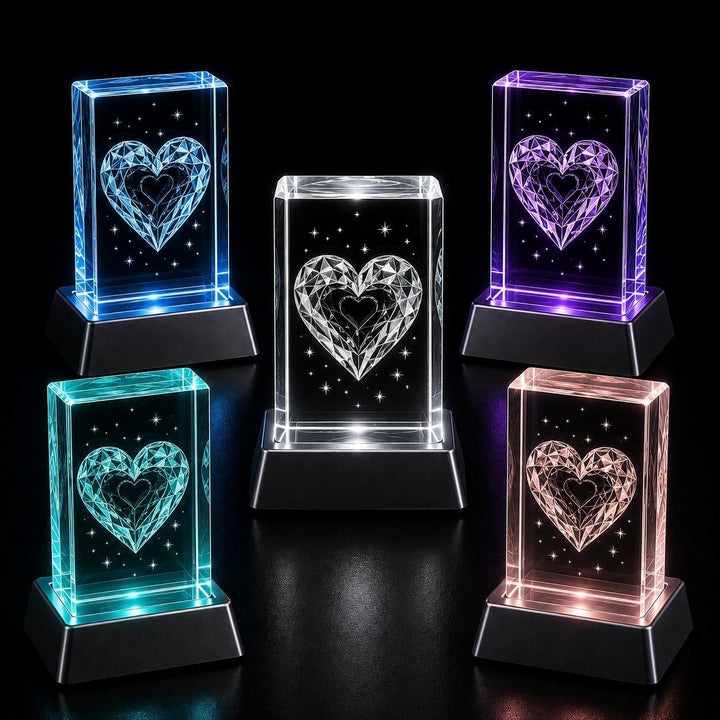 Kaltner Präsente Geschenkidee – Herz aus Glas: Kristallglas mit 3D-Laser-Gravur Rose - Ich Liebe Dic