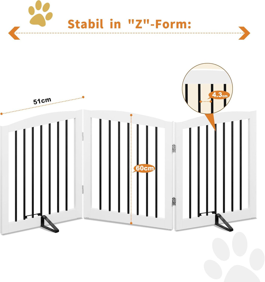 Absperrgitter Hund,Hundegitter für Wohnung Garten ohne Bohren aus Metal Holz,Freistehendes Hundeabsp