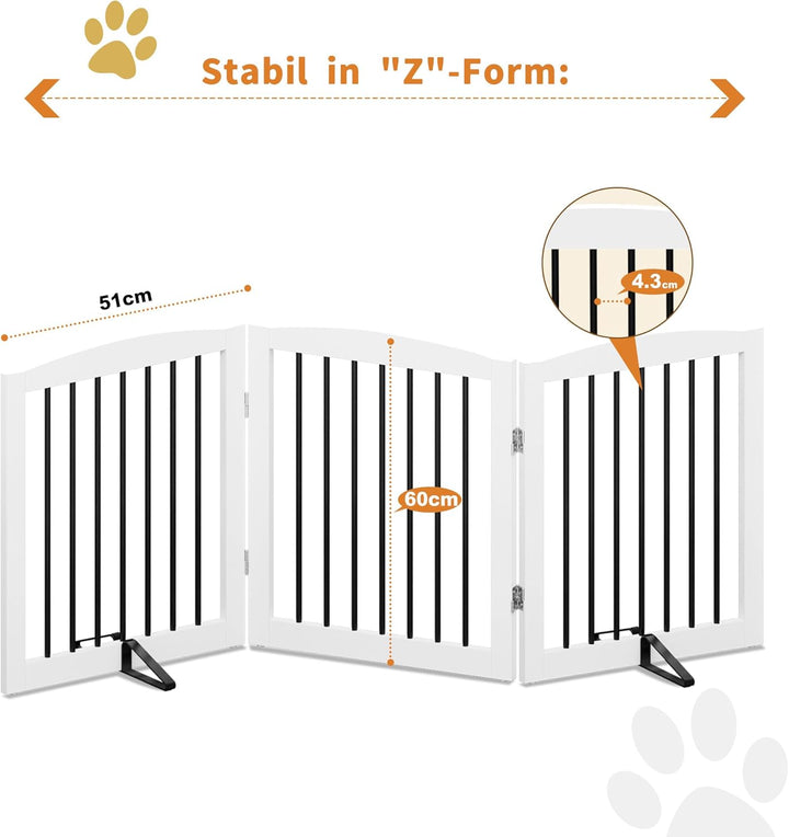 Absperrgitter Hund,Hundegitter für Wohnung Garten ohne Bohren aus Metal Holz,Freistehendes Hundeabsp