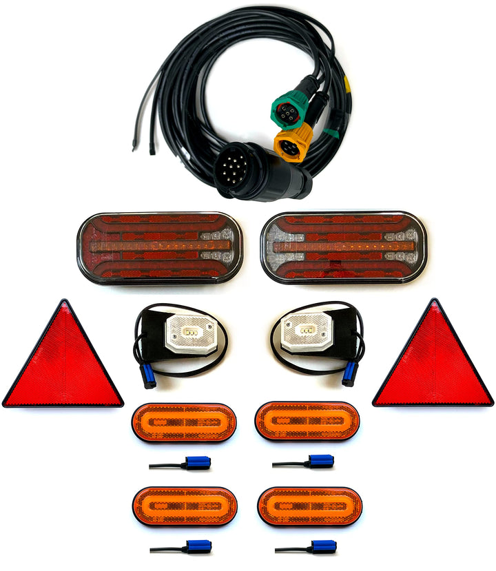 Anhängerbeleuchtung SET LED Rückleuchten LAUFBLINKER 12V 24V 7m 13 PIN Anhänger
