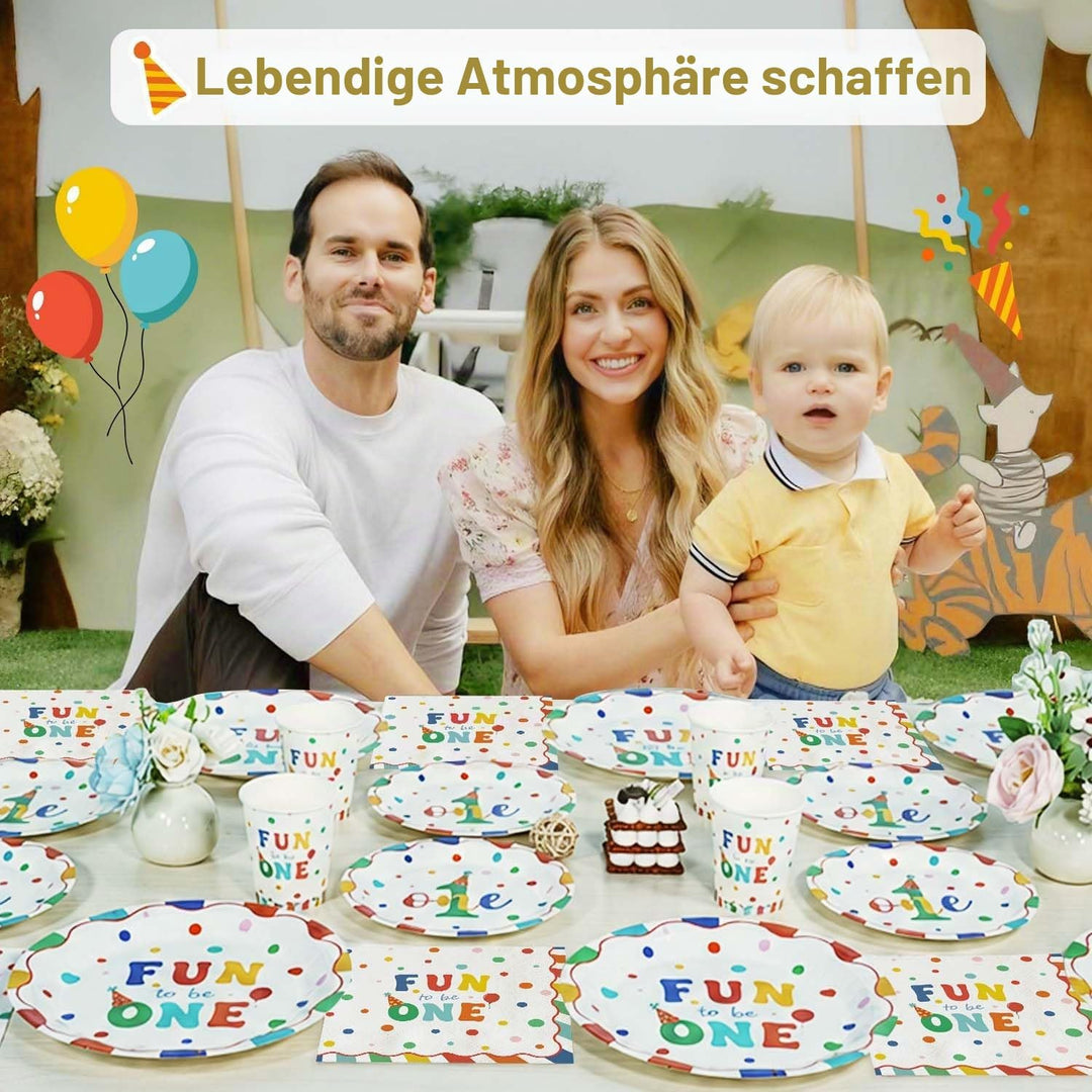Heboland Pappteller Kindergeburtstag bunt Polka Dot Design Partygeschirr Set Geburtstag 125pcs Pappt