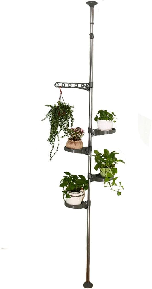 BAOYOUNI 5-Schicht Indoor Teleskop Pflanzenständer Blumentreppe Metall Blumen Display Rack Federbela