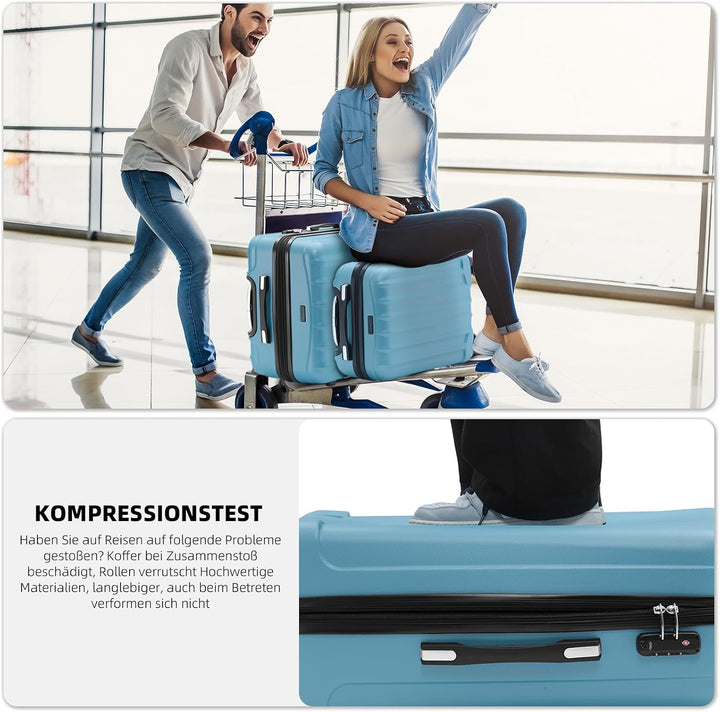 BEIBYE TSA-Schloss 2080 Zwillingsrollen 3 TLG. Reisekofferset Koffer Kofferset Trolley Trolleys Hart