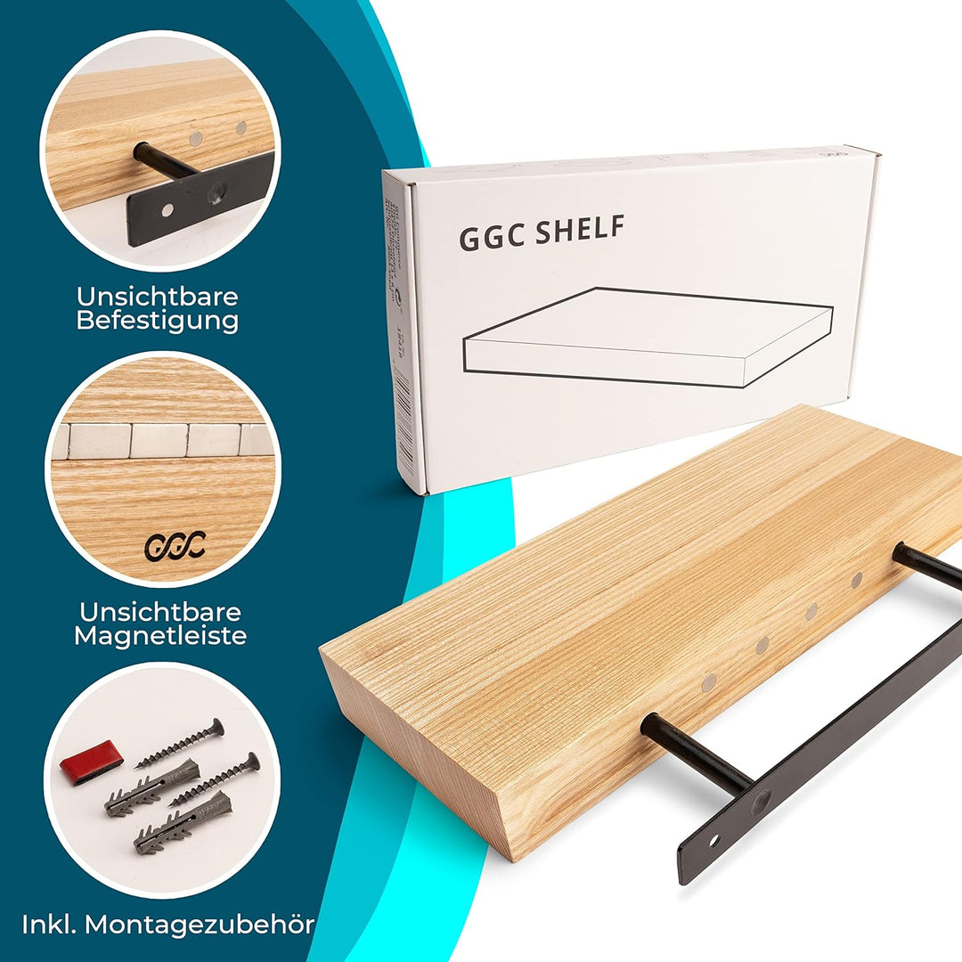 GGC Schlüsselbrett mit Ablage (Schlüsselhalter Magnetisch) I Wandregal für Flur I Moderne Deko aus E