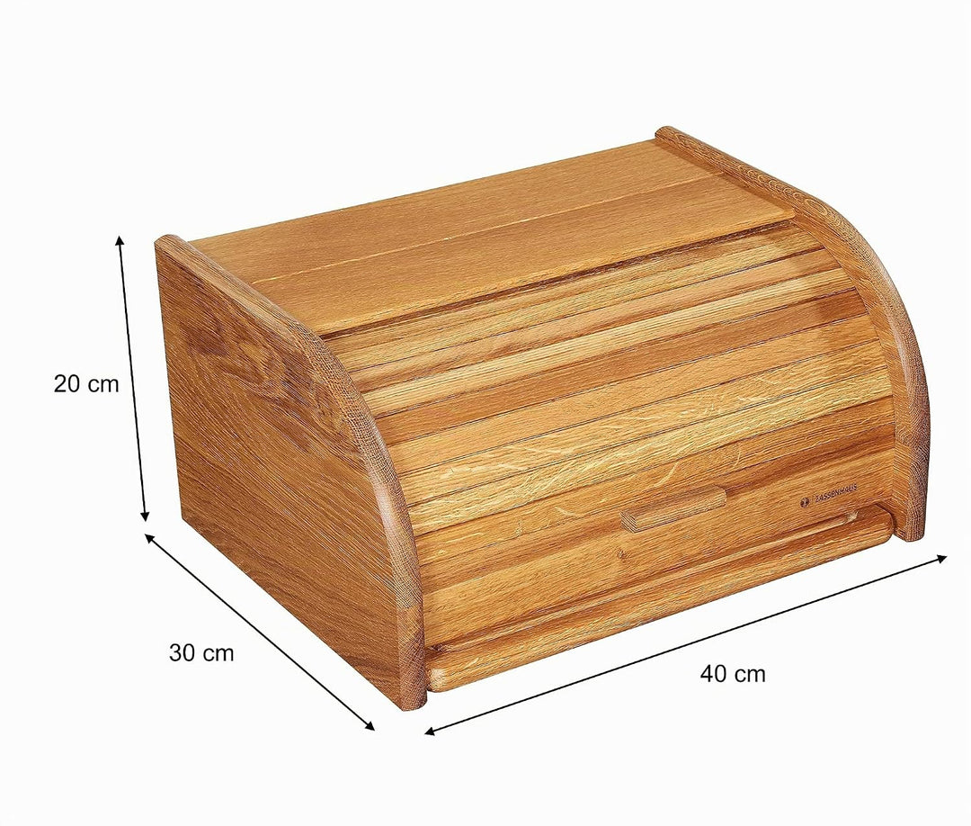 Zassenhaus Brotkasten Country, Brotkorb mit Rolldeckel und Schneidbrett, Eiche 40 x 30 x 20 cm Zasse