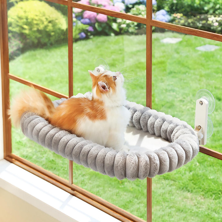 Zakkart SnugCloud Faltbare Katzen-Fensterstange – kabellos, ultraweich, maschinenwaschbar, Bett mit