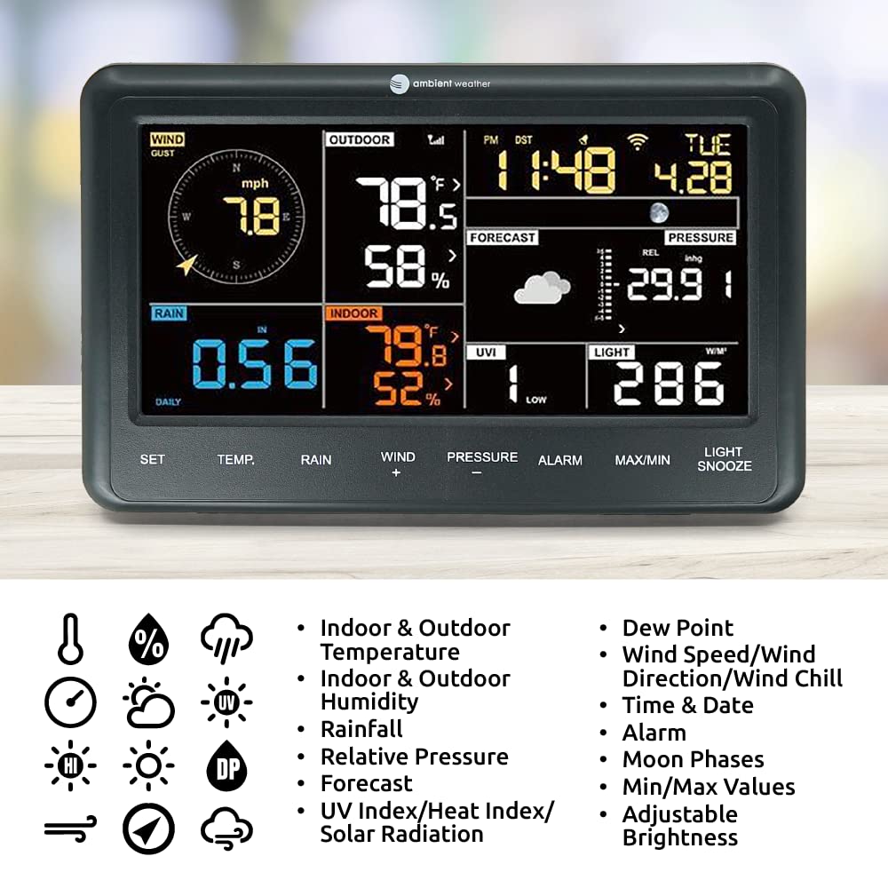 Ambient Weather WS-2902A Smart WiFi Wetterstation mit Fernüberwachung und Alarmen