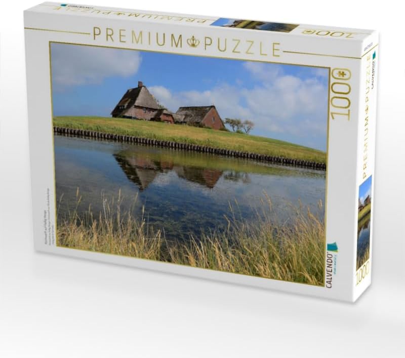 CALVENDO Puzzle Kirchwarft auf Hallig Hooge 1000 Teile Lege-Grösse 64 x 48 cm Foto-Puzzle Bild von S