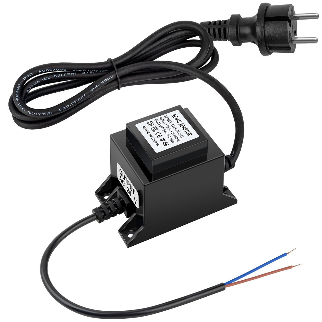 Karyoosi LED Trafo 24V Netzteil AC/AC 15W, Aussen Steckernetzteil Transformator IP68 für LED-Beleuch