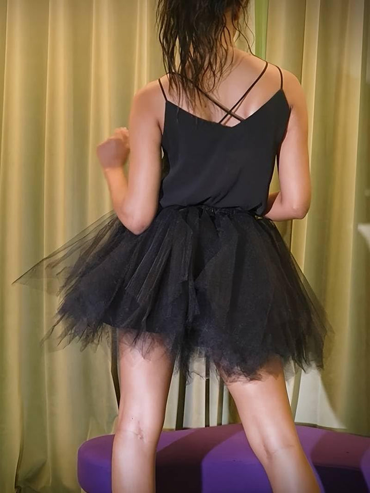 Boolavard 80er Jahre Tutu Rock für Erwachsene, mehrlagiger Tüll-Petticoat, Halloween-Tutu S-M Rosenr