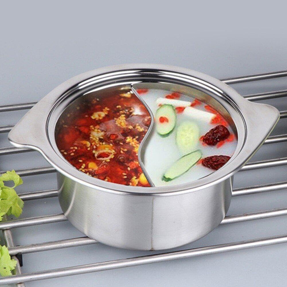 Hot Pot Aus Edelstahl Trennwand, Heisser Brenner, Chinesisches Doppelseitiges Suppenkochgeschirr Für