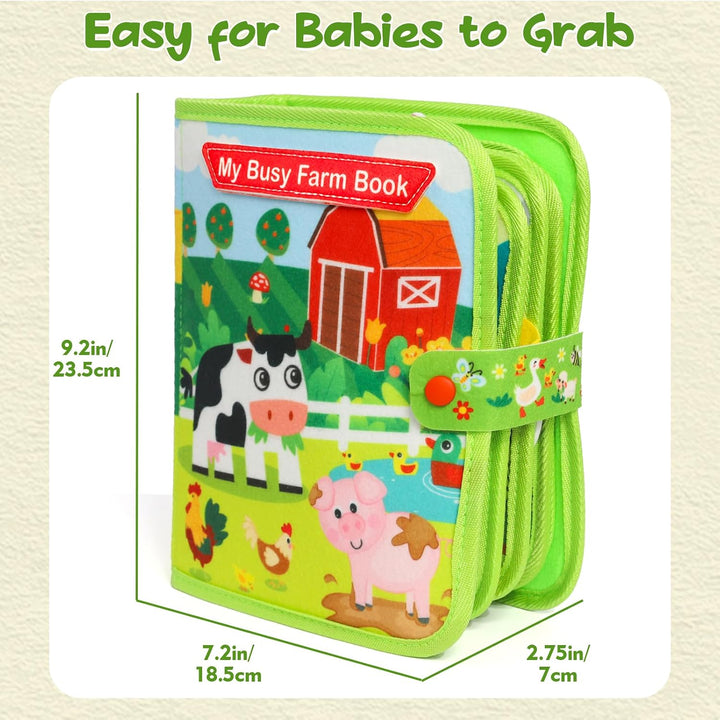 XIAPIA Montessori Busy Board ab 1 2 Jahr, Baby Spielzeug Filzbuch Bauernhof Activity Busy Book, Besc