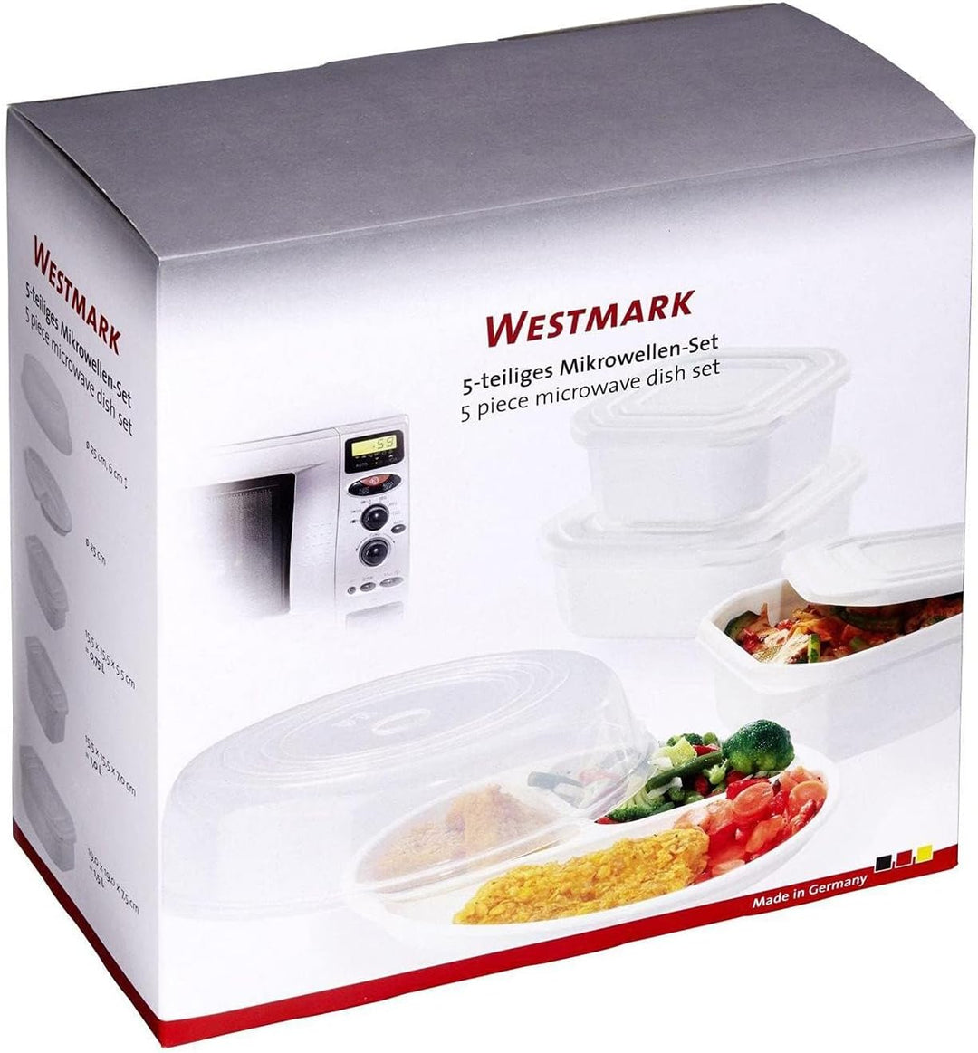 Westmark Mikrowellen-Geschirr, Set 5-tlg.: 3 Dosen inkl. Deckeln, 1 Menüteller, 1 Abdeckhaube, Kunst