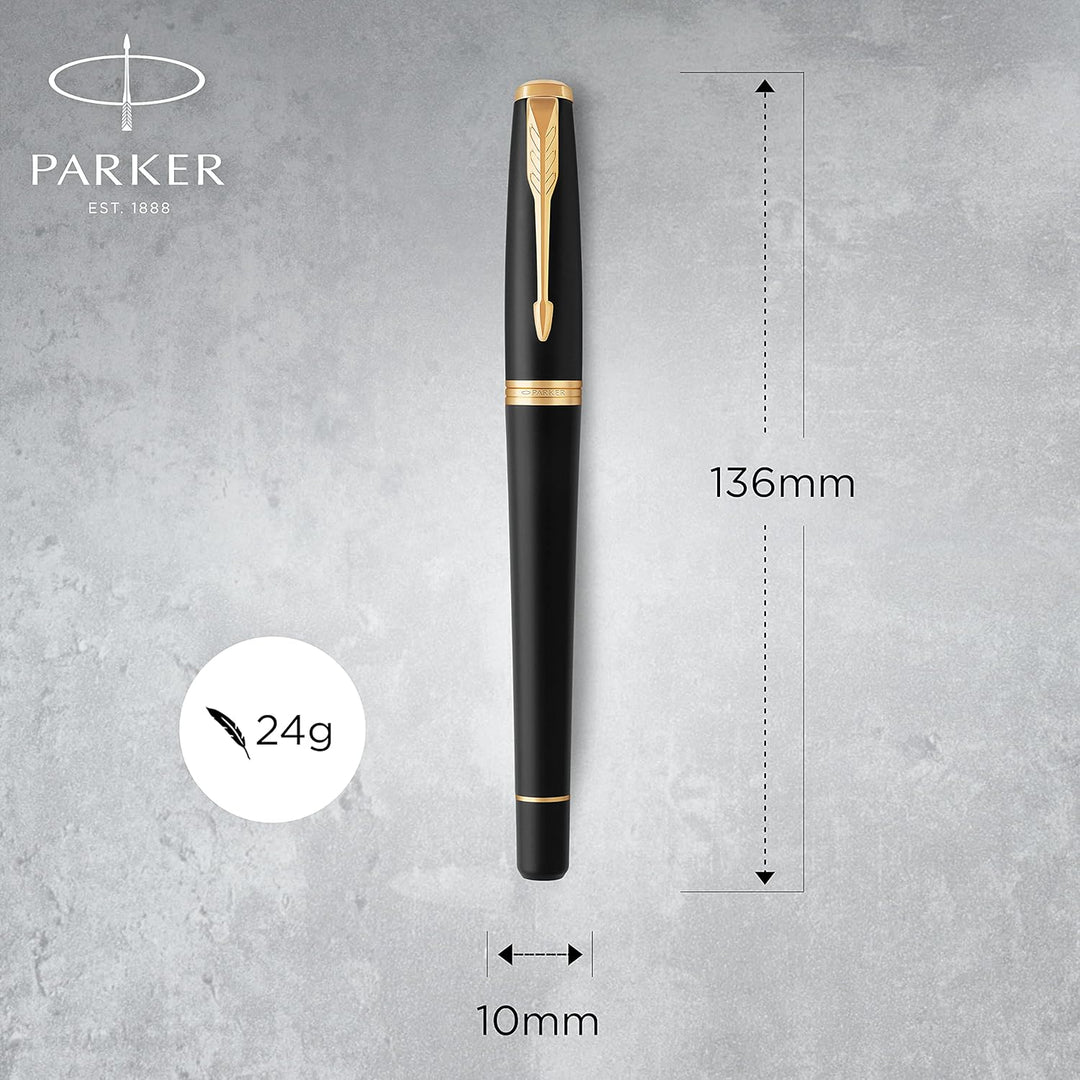 Parker Urban Füller | Muted Black mit Goldzierteilen | Füllfederhalter mit feiner Feder und blauer T