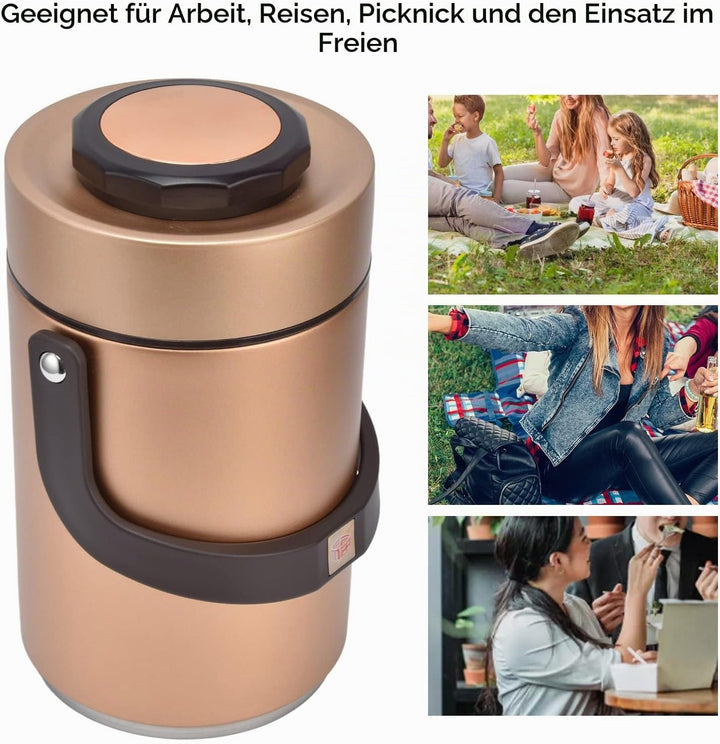Bento Boxen, 2300ml 3 stufiger Lebensmittelbehälter vakuumisolierter Lunch Thermosbehälter aus Edels