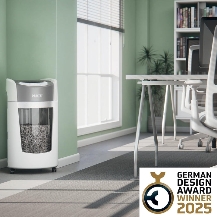 Leitz IQ OptiMax Office P5 Aktenvernichter mit Mikroschnitt, 12-10 Blatt (70-80 g/m²), Rotierender 3