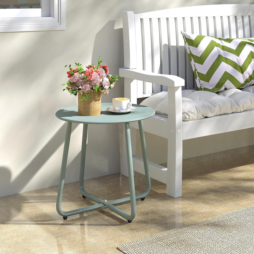 HollyHOME Beistelltisch Outdoor Balkontisch Klein Gartentisch Rund Beistelltisch Metall Wetterfest L