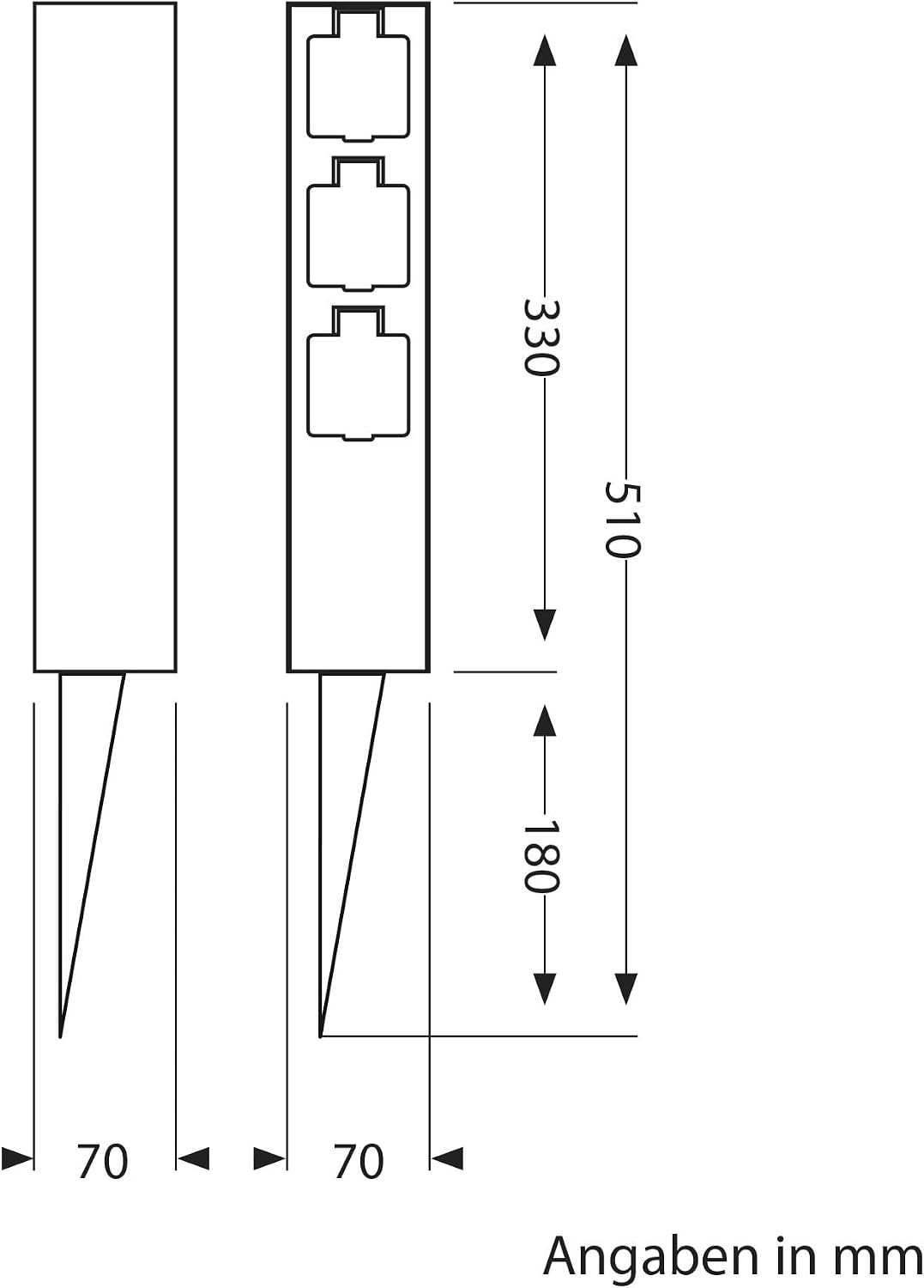 ledscom.de 2 Stück Garten-Steckdosen-Säule POMI mit Erdspiess für aussen, IP44, 3-Fach, anthrazit, e