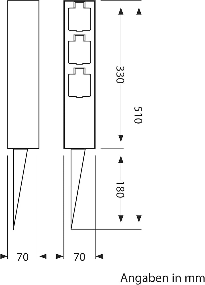 ledscom.de 2 Stück Garten-Steckdosen-Säule POMI mit Erdspiess für aussen, IP44, 3-Fach, anthrazit, e