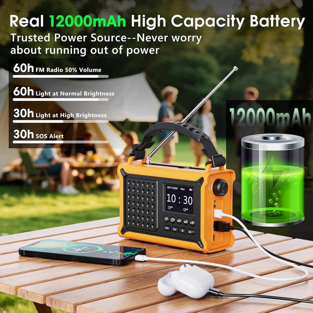Mesqool DAB/DAB+/UKW Digitalradio mit Bluetooth 5.0, Solar Notfallradio mit Leselicht, 2,4" Farbdisp