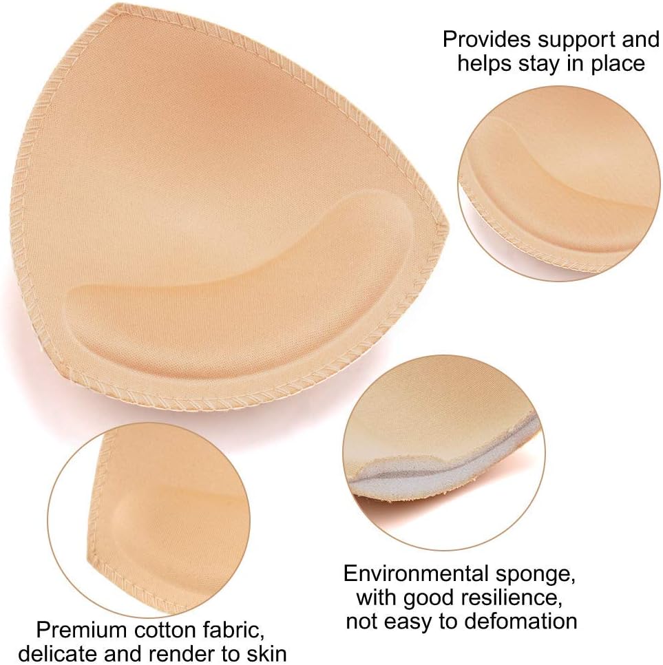 BH-Pads Einlagen 3 Paar - Nimiah Genähte Kanten BH-Einsätze A/B, C/D, D/E Cups | BH-Ersatzpad Beige