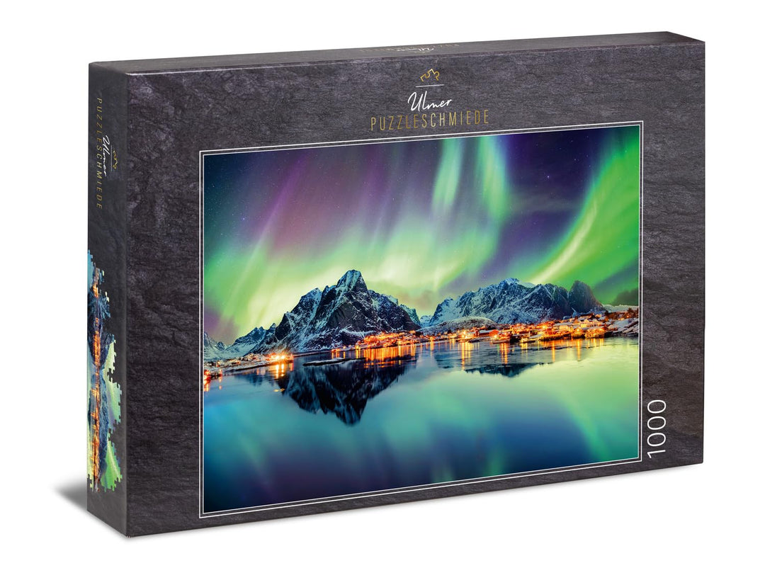 Ulmer Puzzleschmiede - Puzzle „Lichtertanz des Nordens“ - klassisches 1000 Teile Puzzle – norwegisch