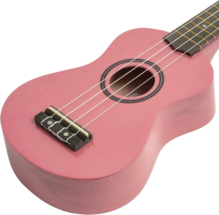 Tiger UKE7-PK Sopran Ukulele mit Tasche - für Anfänger - Rose Ukulele und Börse Rosa, Ukulele und Bö