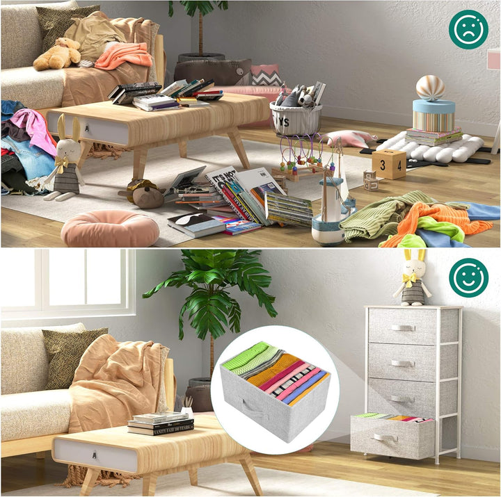 YITAHOME kommode Schmal, Schrank mit 4 Schubladen aus Stoff, Aufbewahrungskommode Modernen Stil für