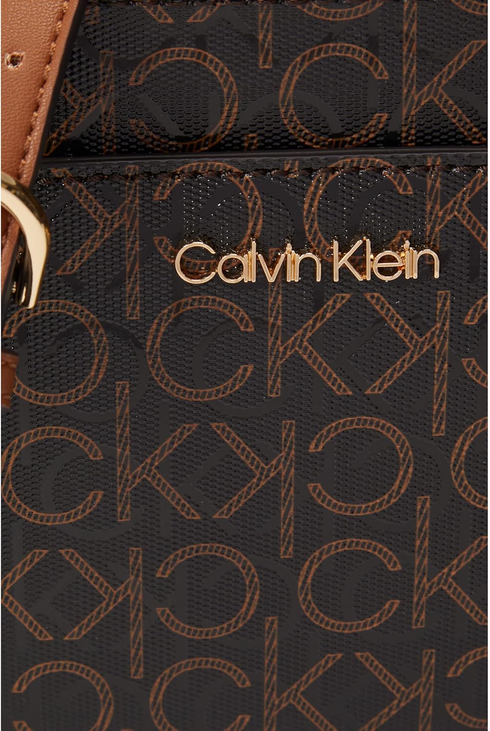 Calvin Klein Damen Lucy Schultertasche mit DREI Fächern Braun/Khaki/Karamell-prägung, Braun/Khaki/Ka