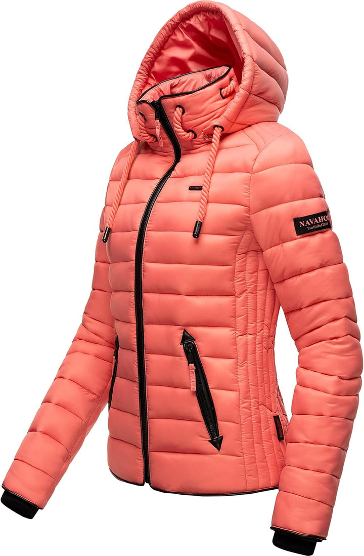 Navahoo Damen leichte Übergangsjacke Steppjacke mit Kapuze Lulana XS-XXL XS Rose Coral, XS Rose Cora