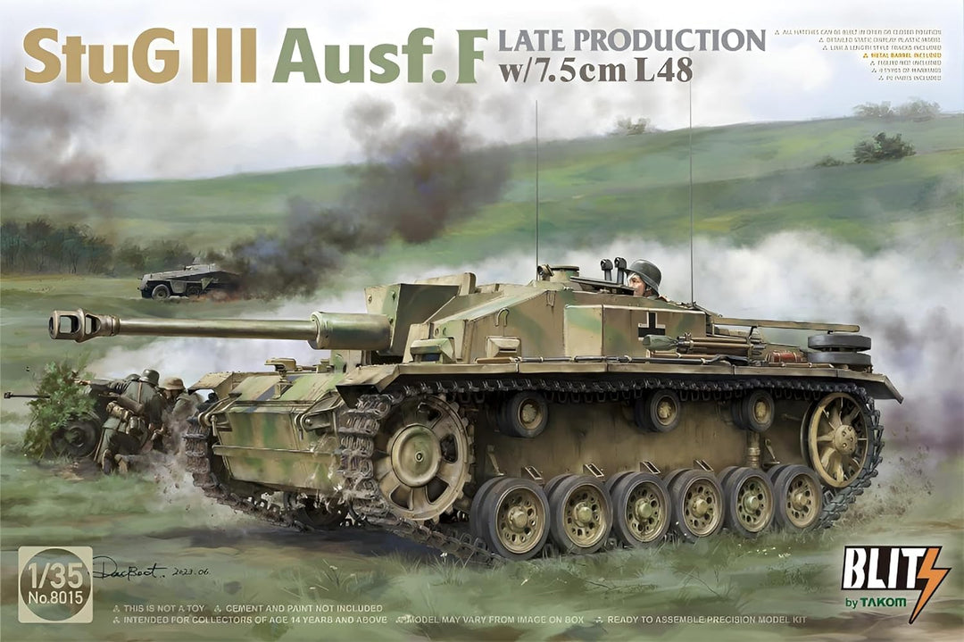 TAKOM TAK8015 StuG III Ausf. F Late Production with 7,5cm L48 im Massstab 1:35 Modellbau Plastikbaus