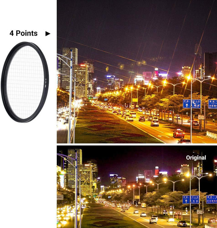 JJC 67 mm optisches Glas mit variablem Sternfilter-Set (4 Punkte, 6 Punkte und 8 Punkte) für Canon E