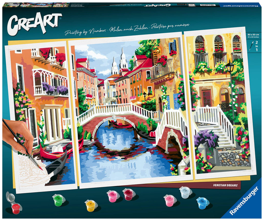 Ravensburger CreArt 20135 - Venezianische Träume - Triptychon Malen nach Zahlen Erwachsene, DIY Mals