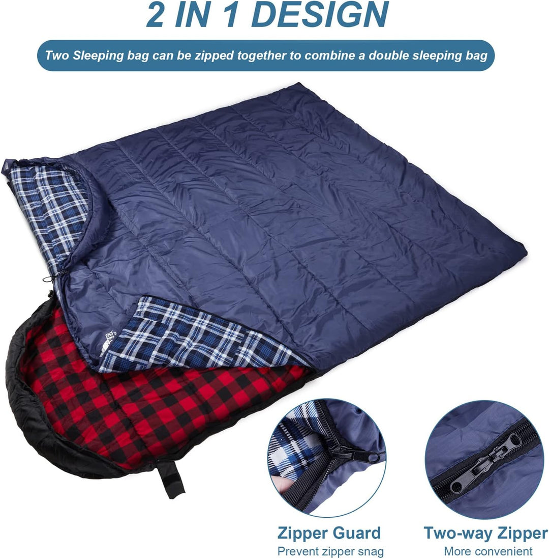 Baumwoll-Flanell-Schlafsack für Erwachsene, 100% Baumwollfutter-Schlafsack für Camping, Wandern, Ruc