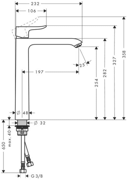 hansgrohe Wasserhahn Metris (Armatur mit Auslauf Höhe 260mm, ohne Ablaufgarnitur) Chrom Chrom Auslau