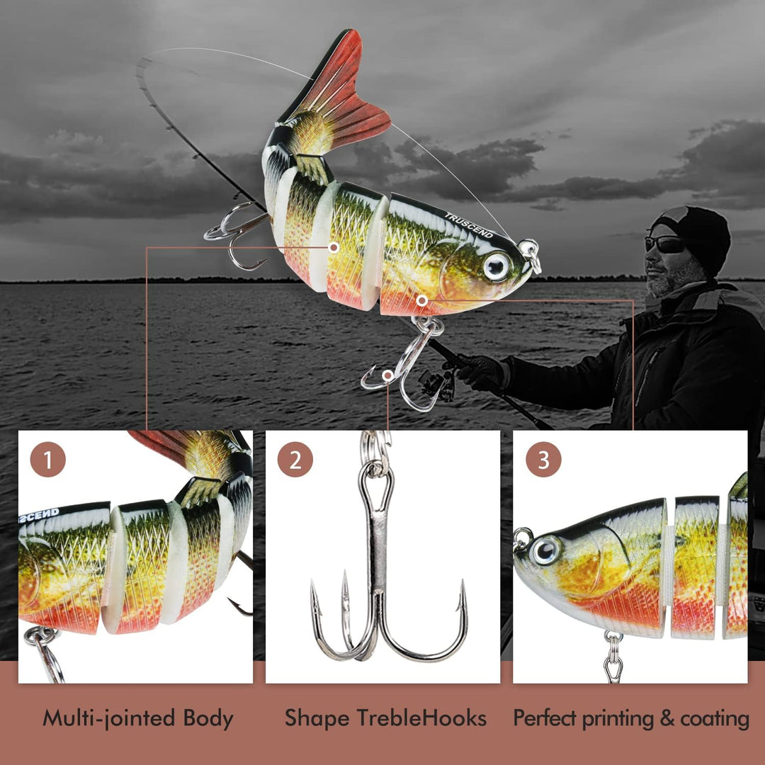 TRUSCEND Kunstköder Hecht, Fisch Köder für Zander Barsch Forellen Wobbler Swimbait, Angelköder Fisch