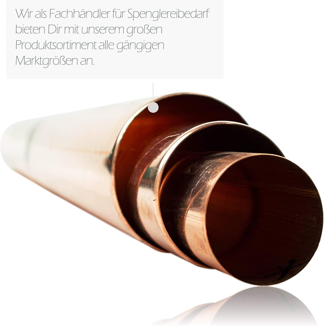 Kupfer Regenablaufrohr 76 mm 0,6 mm Stärke in 1 Meter Länge - Regenrohr nahtlos geschweisst mit Muff