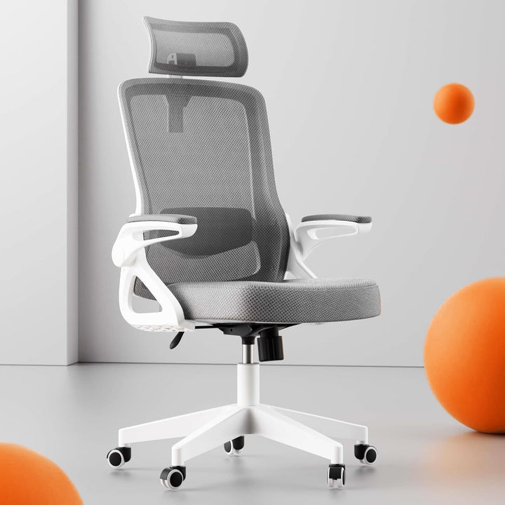 Bürostuhl Ergonomisch, S-förmiger Schreibtischstuhl mit Verstellbaren Armlehnen, Ergonomischer Büros