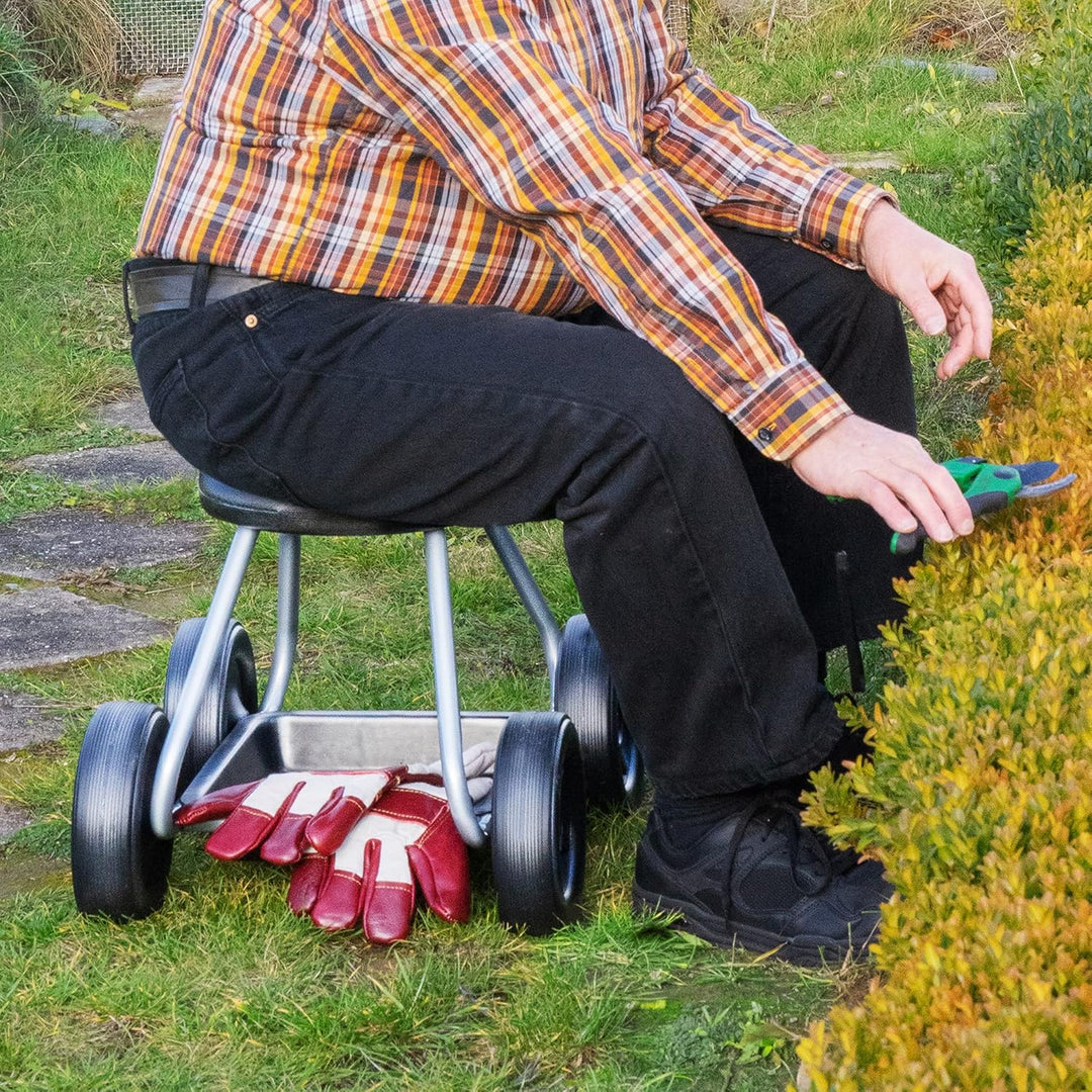 UPP Rollsitz Easy Work bis 130 kg belastbar | Gartenwagen mit 40 cm hohem Luftkammer-Sitz | Knie- &