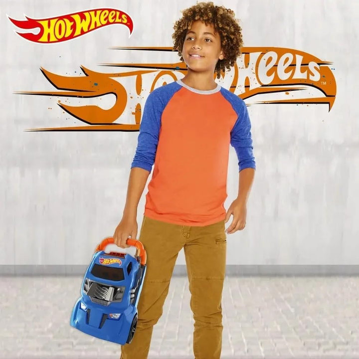 Hot Wheels Cefa Toys Koffer für Autos, 2-in-1, mit Kapazität für 20 Autos, 4 Verschiedene Tracks, Me