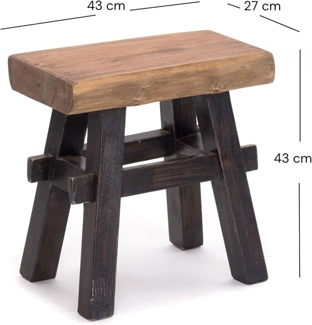 DESIGN DELIGHTS RUSTIKALER Holz HOCKER Vintage 40" | Recycling Hartholz, 43x45x27 cm (HxBxT) | Sitzh