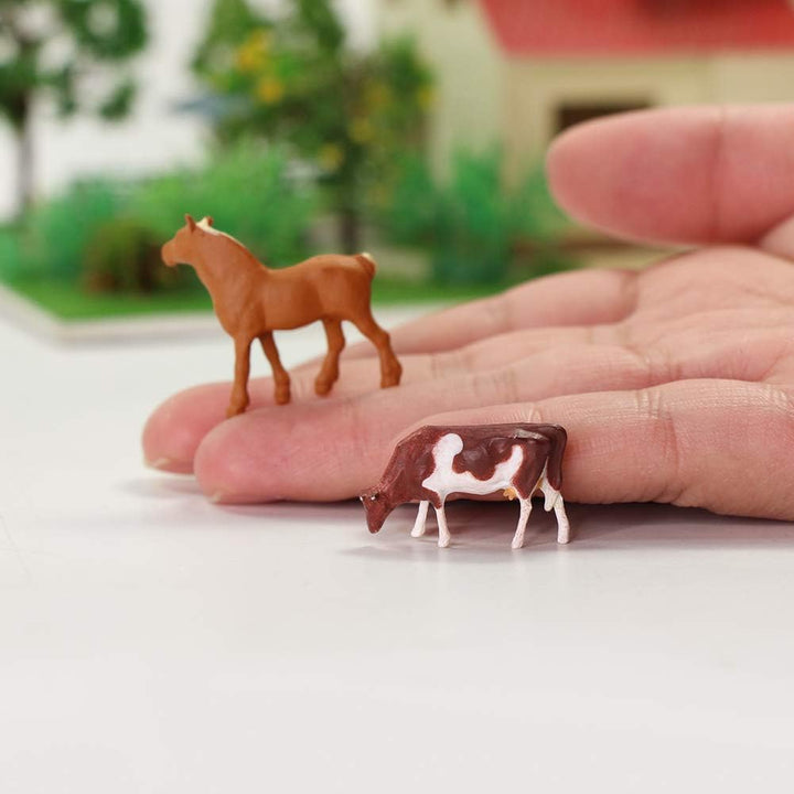 Evemodel 36Stk. Verschiede Rinder Kühe Pferde Figuren Bunt Tierfiguren Spur H0 1:87 Bauernhof Dekor