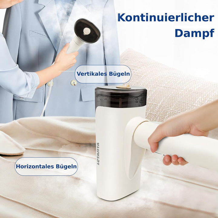 Tragbarer Dampfglätter 1200W, Handdampfer mit 30s Schnellaufheizung, 150ml Wassertank, 90° Faltbar,