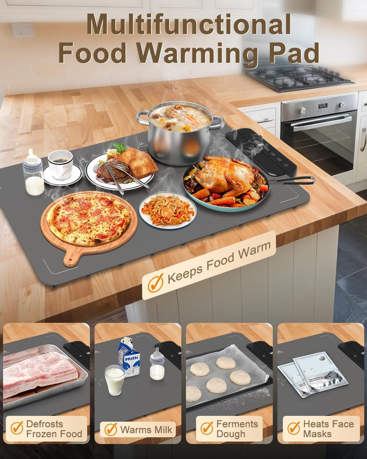 2PCS Food Warming Mat ZAPLIT Elektrische Warmhalteplatte aus Silikon für Speisen | 6 Temperaturstufe
